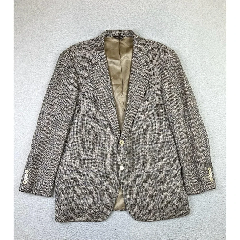 Bill‎ Blass Blazer Mens 44R Plaid Wool Sport Coat Classic Made in USA